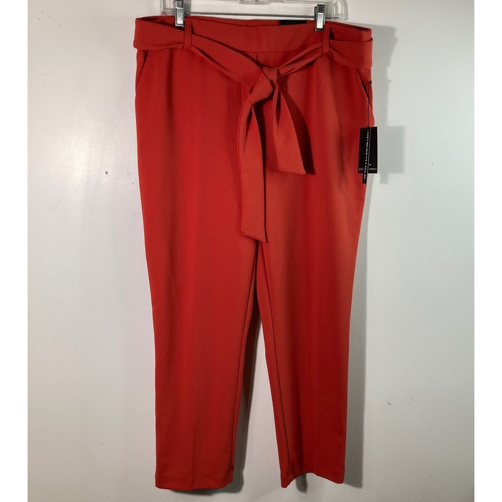 Womens Jules & Leopold Pull‎ On Slim Leg Ankle Length Pants Orange XL Belt NWT